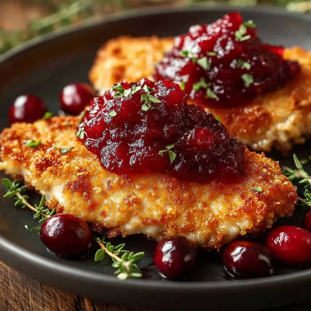Crusted Turkey Fillets with Cranberry Sauce