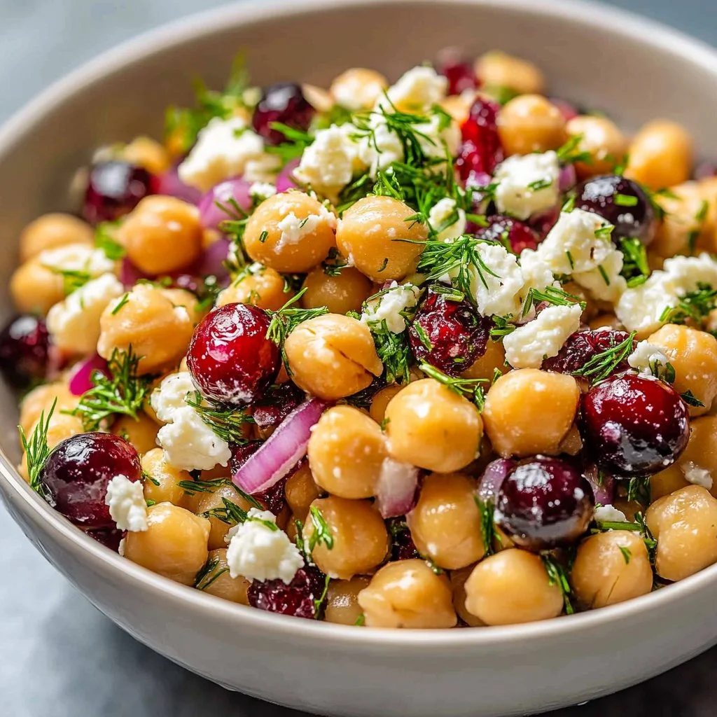 Feta and Cranberry Chickpea Salad with Lemon Vinaigrette