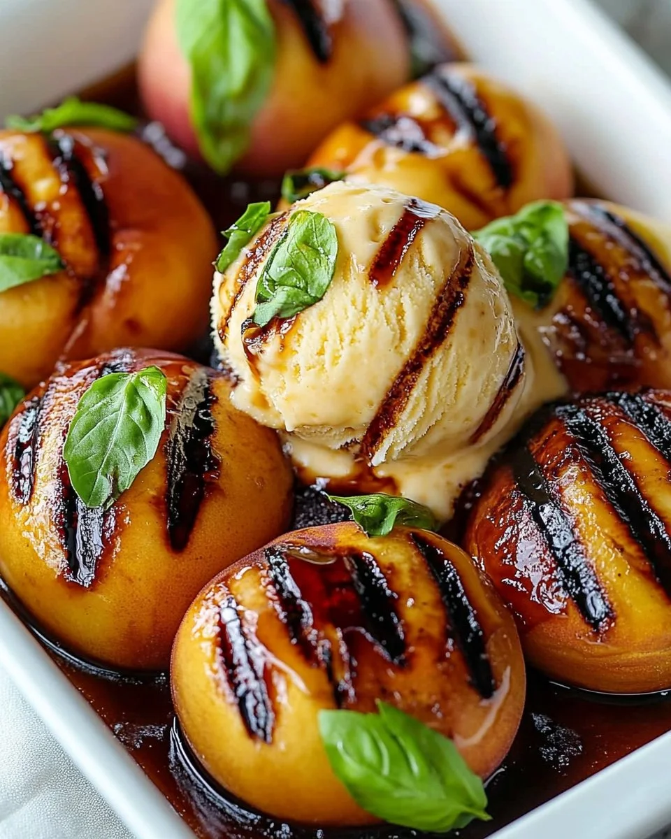 Grilled Peaches with Ice Cream