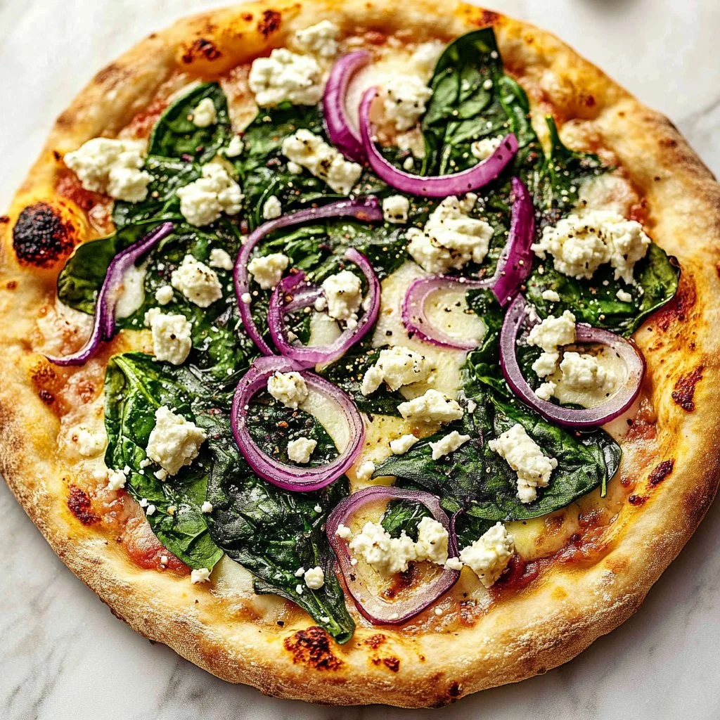 Tasty Spinach and Feta Flatbread Pizza